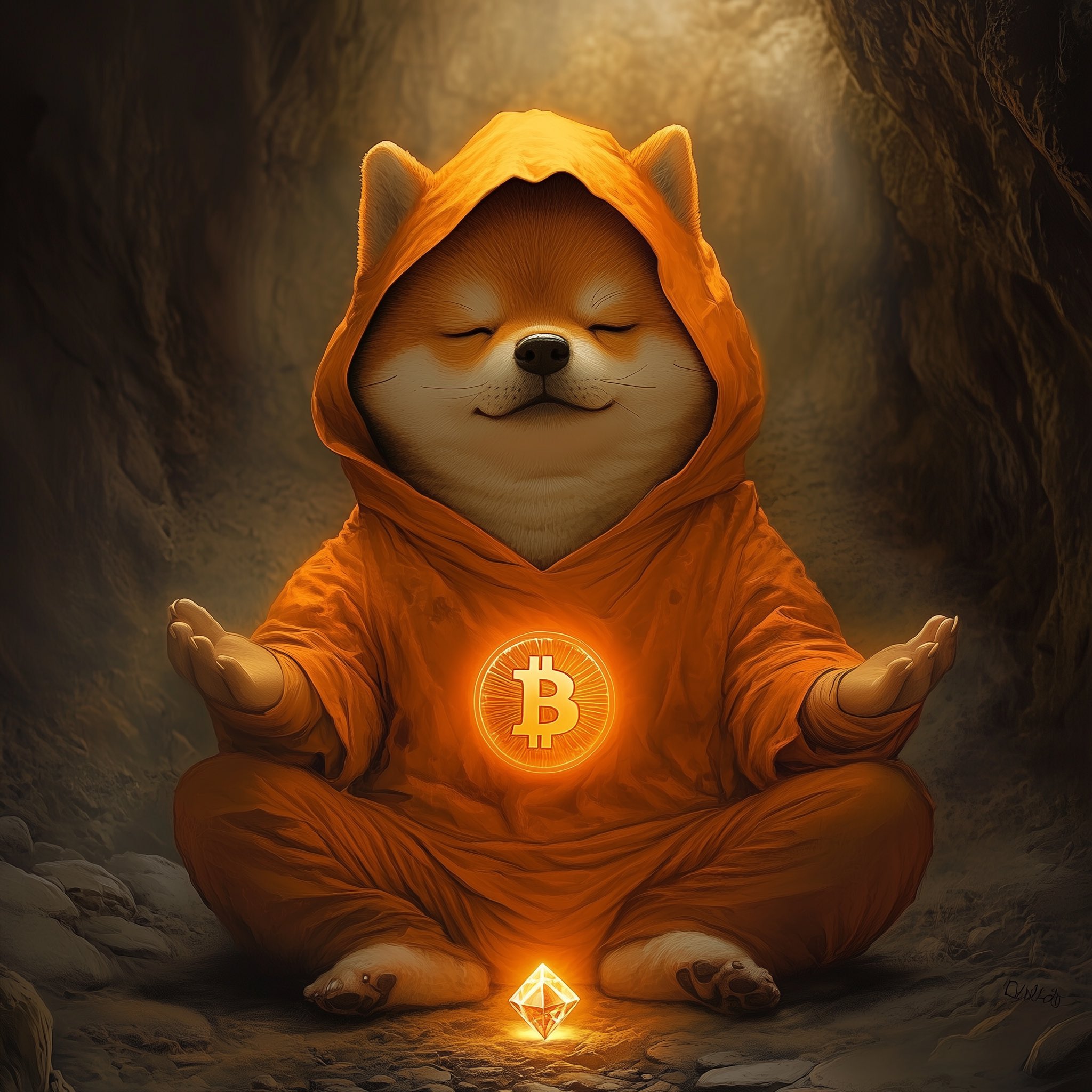 Deep in the memetic mountains, $DOG meditates on the halving cycle. Glowing with Bitcoin truth, he levitates past scams and distractions. Enlightenment = 21 million.
