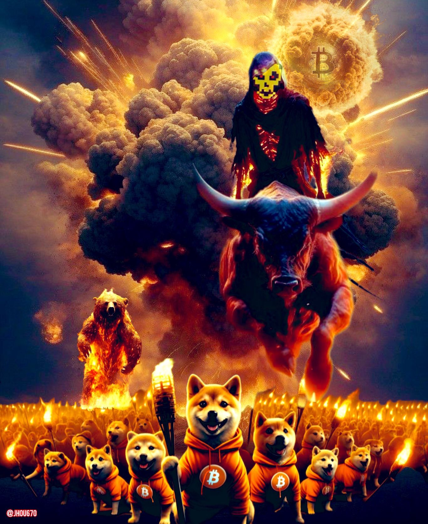 The bear's burning, the bull's possessed, and $DOG’s army is marching straight through the mempool. Bitcoin Runes lit the match, and $DOG turned it into a full-blown memecoin inferno.