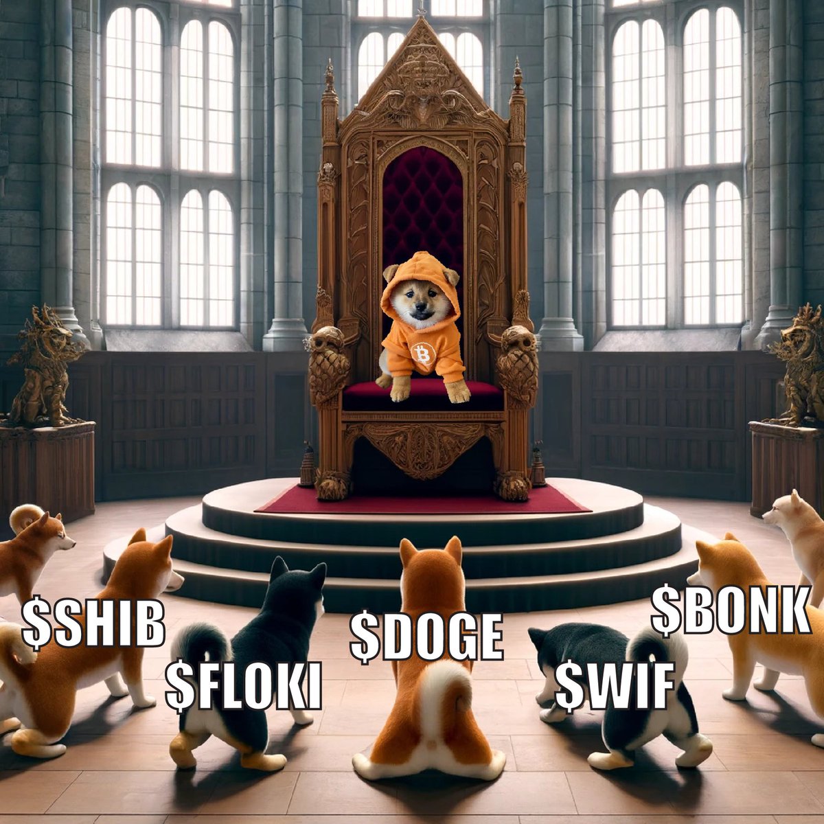 No VC leash, $DOG earned it block by block on Bitcoin. $SHIB, $FLOKI, $DOGE, $BONK, $WIF all kneel before the only memecoin powered by Runes. This isn’t a meme war. It’s a coronation.