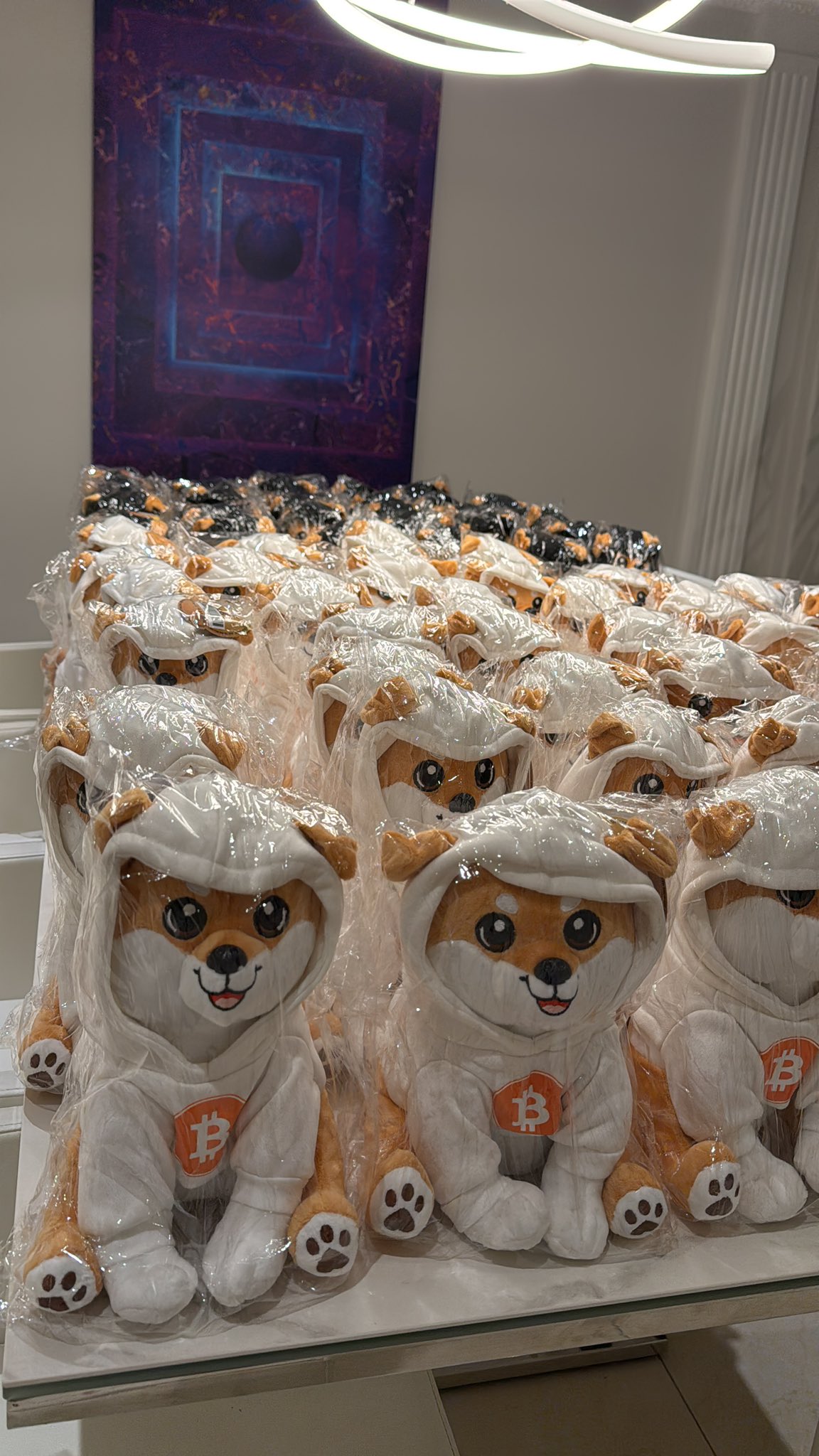 Rows of $DOG plushies prepped for global memetic deployment Bitcoin on their chests, Runes in their soul, bags in orbit This isn’t merch—it’s mass adoption, soft and unstoppable