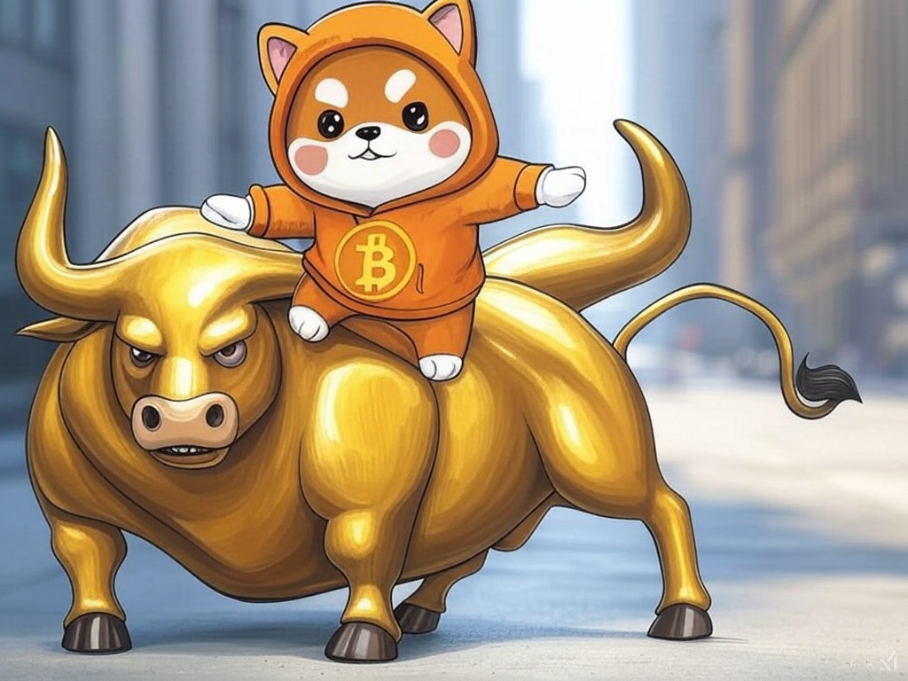 Perched on a golden bull like it's just another Monday, $DOG commands Bitcoin market momentum with meme-tier dominance. The bull runs when $DOG says so.
