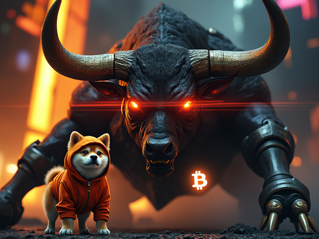 The bull’s got lasers, but $DOG’s got Runes, sats, and an orange hoodie full of chaos. Bitcoin bows to no beast—and $DOG bites harder than the halving.