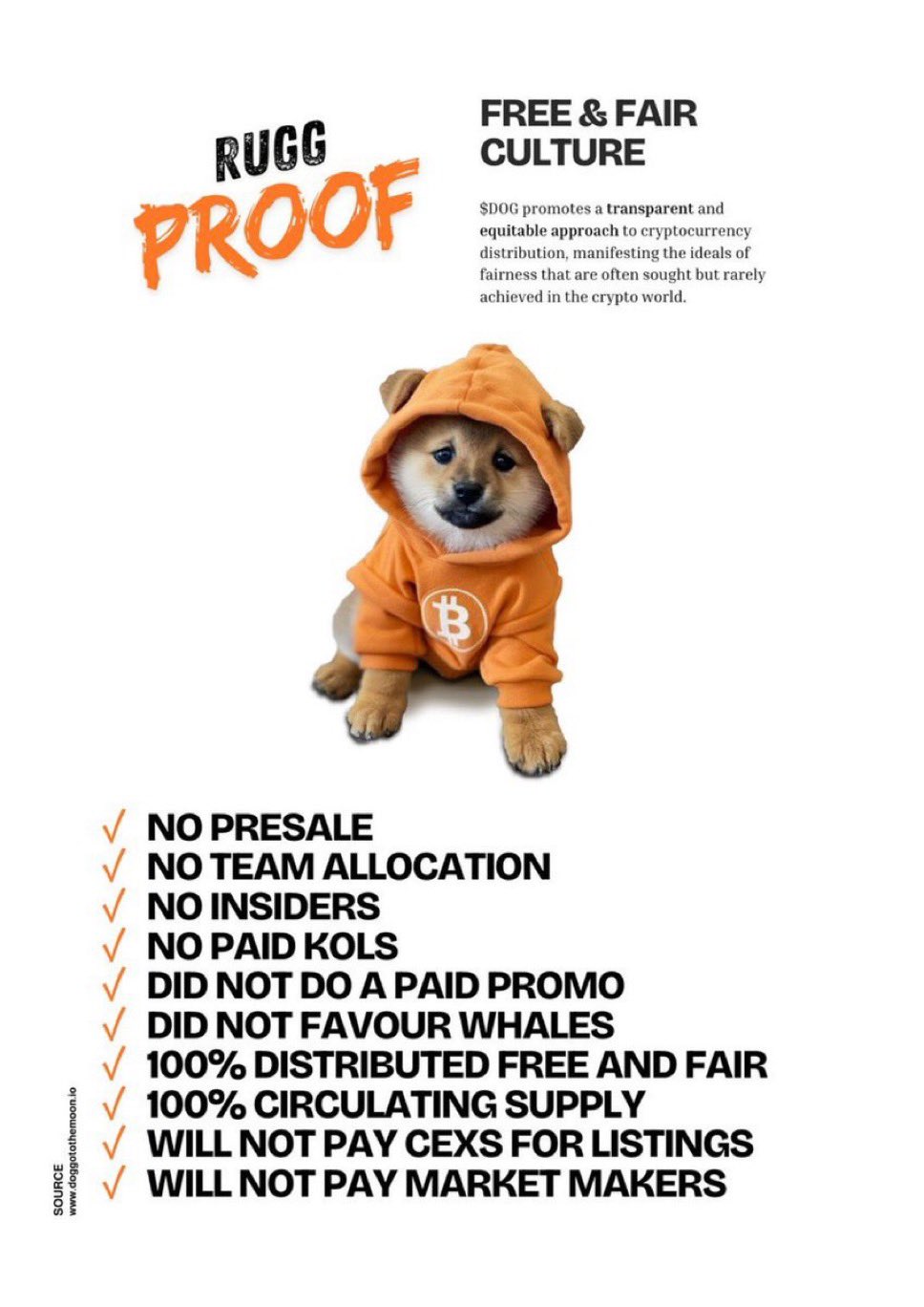 No presale, no whales, no backdoor games—just pure Bitcoin energy and the fairest drop in memecoin history. $DOG didn’t launch, it detonated across the chain.