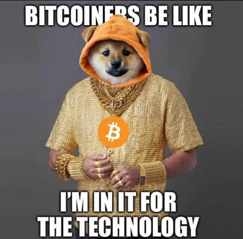 Bitcoiners be like! I'm in it for the tech!
