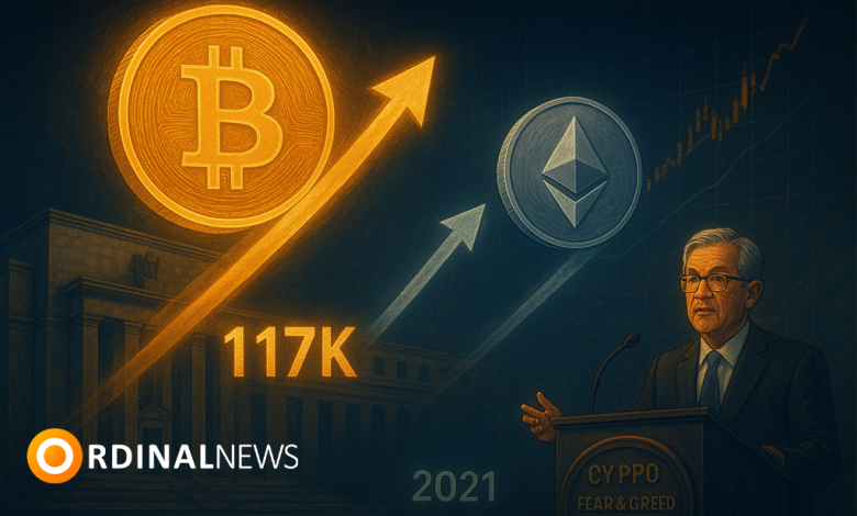 Crypto Market Flips Back to Greed as Bitcoin and Ether Rally on Powell’s Comments