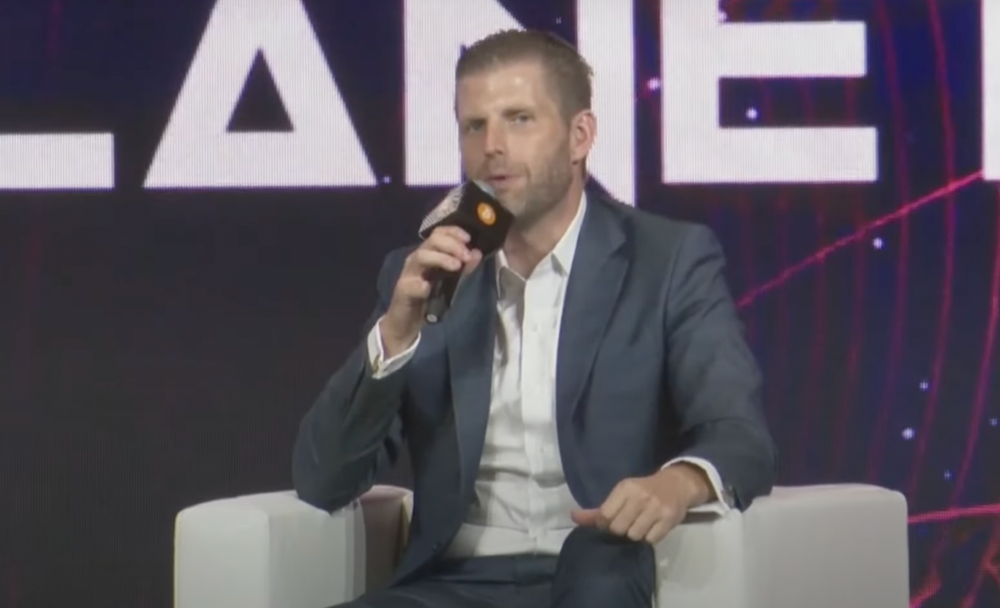 Eric Trump speaking at the Bitcoin Asia 2025 conference. Sources: South China Morning Post